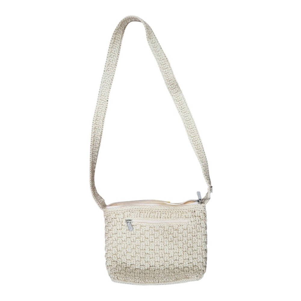 The Sak Original Crochet Crossbody Bag purse Cream Woven Zip Shoulder Bag Boho - Picture 2 of 5